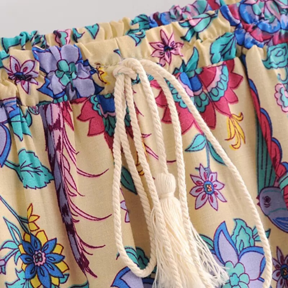 Gypsy Lovebird Boho Cotton Drawstring Shorts - Picture 6 of 7